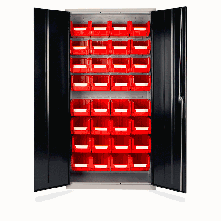 Small Parts Storage Cupboard 32 Bins - 1830H x 915W x 457D By Elite